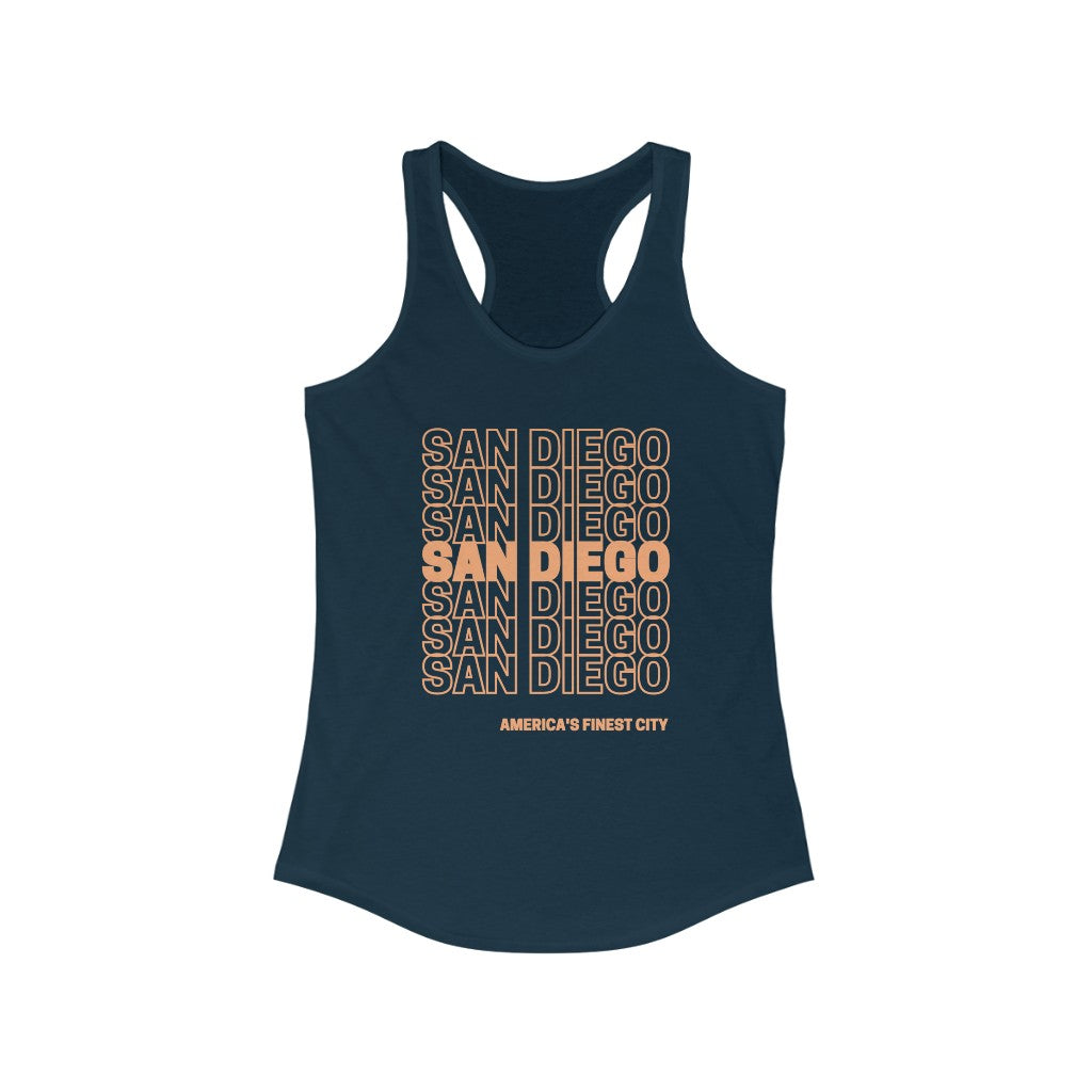 San Diego "Thank You" Women's Racerback Tank Top (Orange)