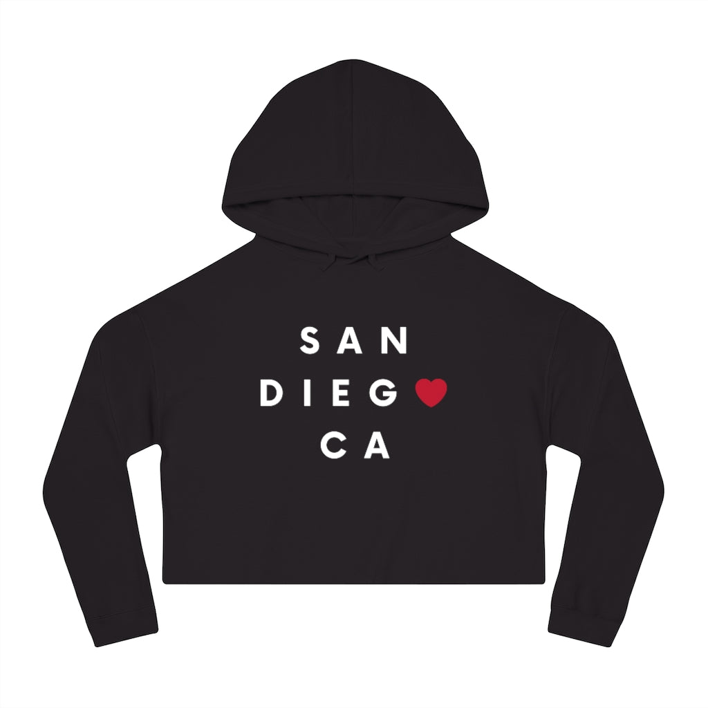 San Diego CA Women's Cropped Top Hoodie, SD Hooded Sweatshirt