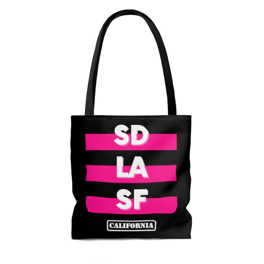 SD LA SF California Pink and Black Tote Bag