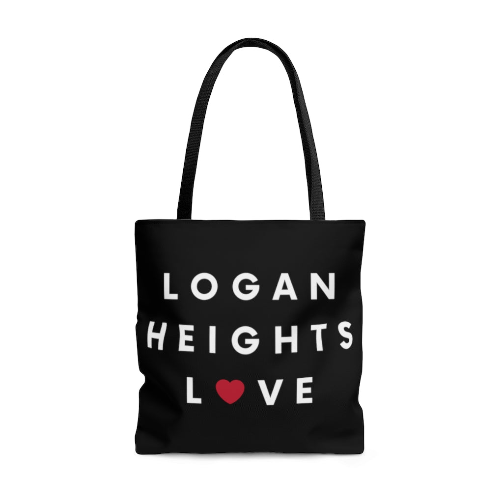 Logan Heights Love Black Tote Bag, San Diego Neighborhood Beach Bag