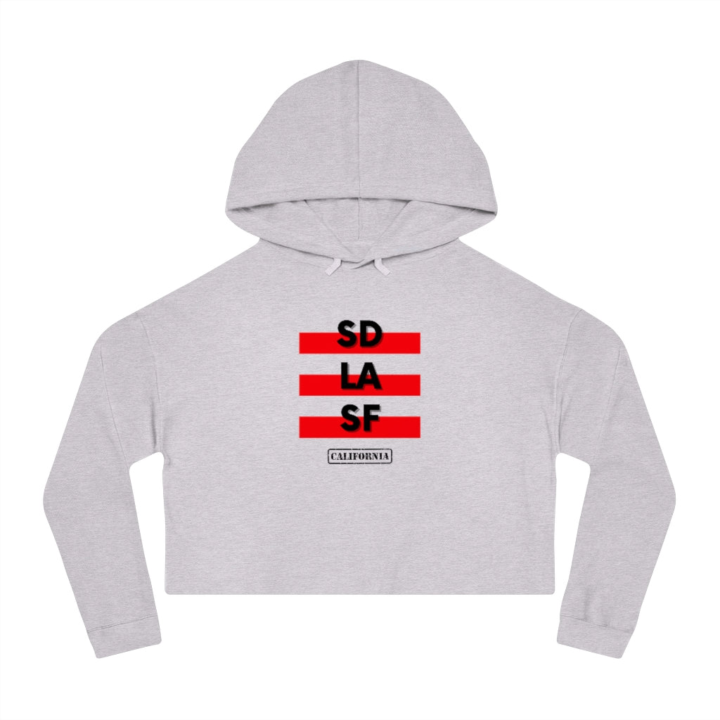 SD LA SF California Cropped Women's Hoodie (Red)