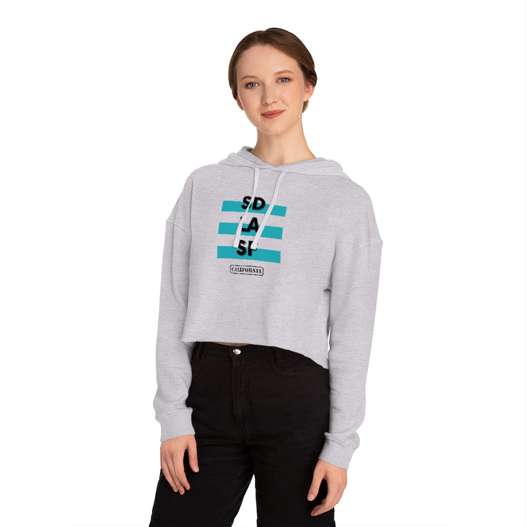 SD LA SF California Cropped Women's Hoodie (Teal)