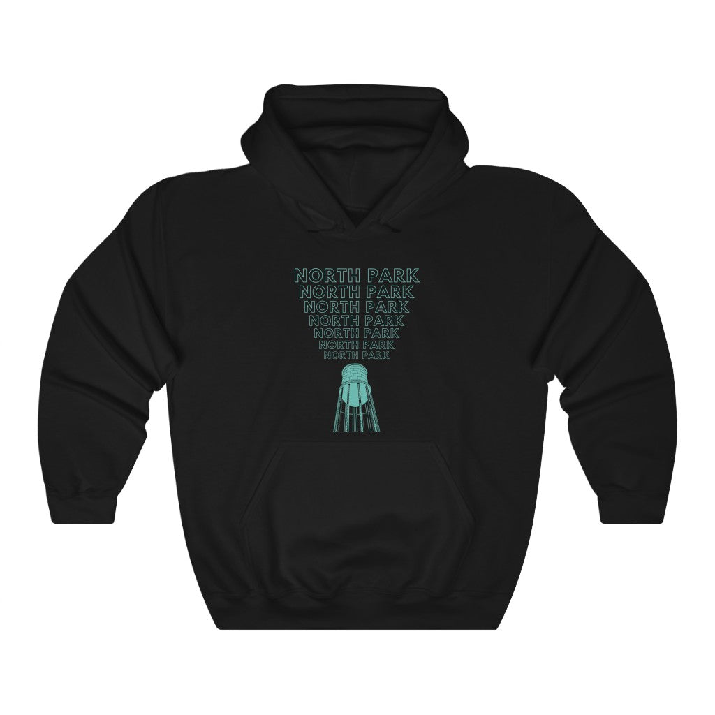 "Yell North Park" Water Tower Hoodie, SD Hooded Sweatshirt (Green) (Unisex)