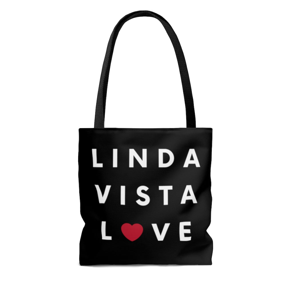 Linda Vista Love Black Tote Bag, SD Beach Bag