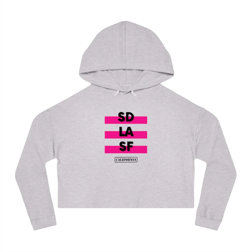 SD LA SF California Cropped Women's Hoodie (Pink)