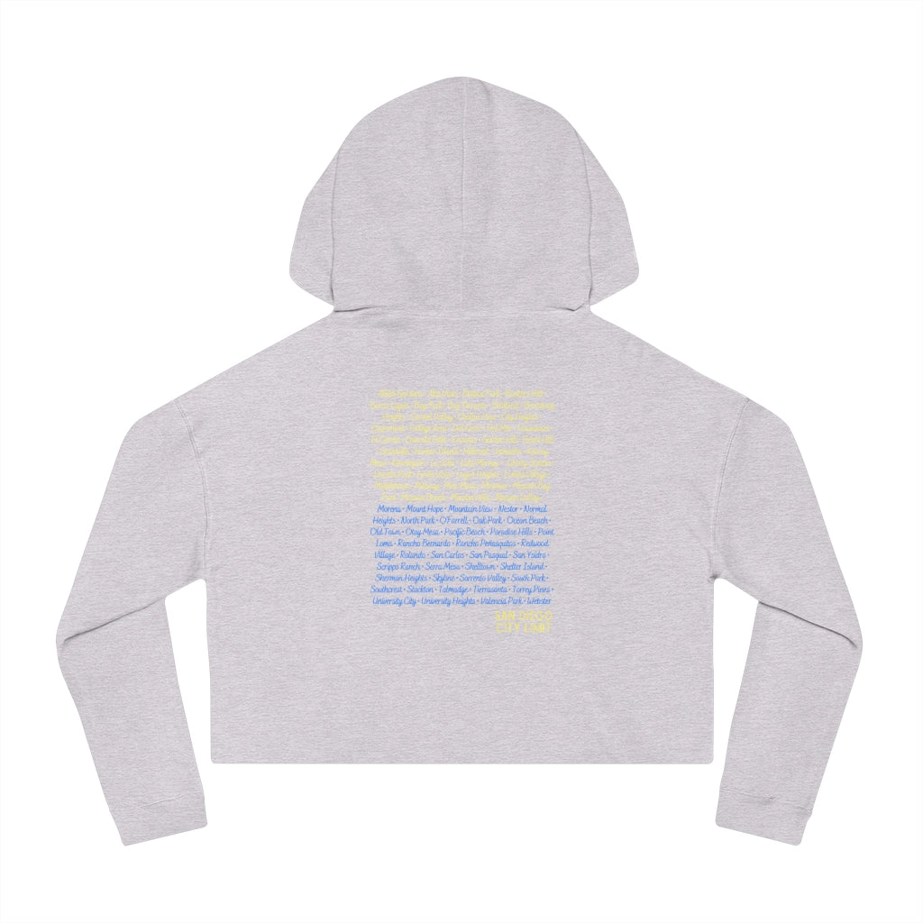 San Diego City Limit Cropped Hoodie | SD Areas on back (Baby Blue)