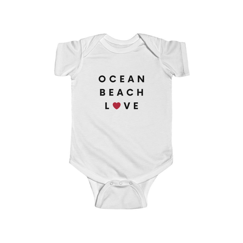 Ocean Beach Love Baby Onesie, San Diego Infant Bodysuit