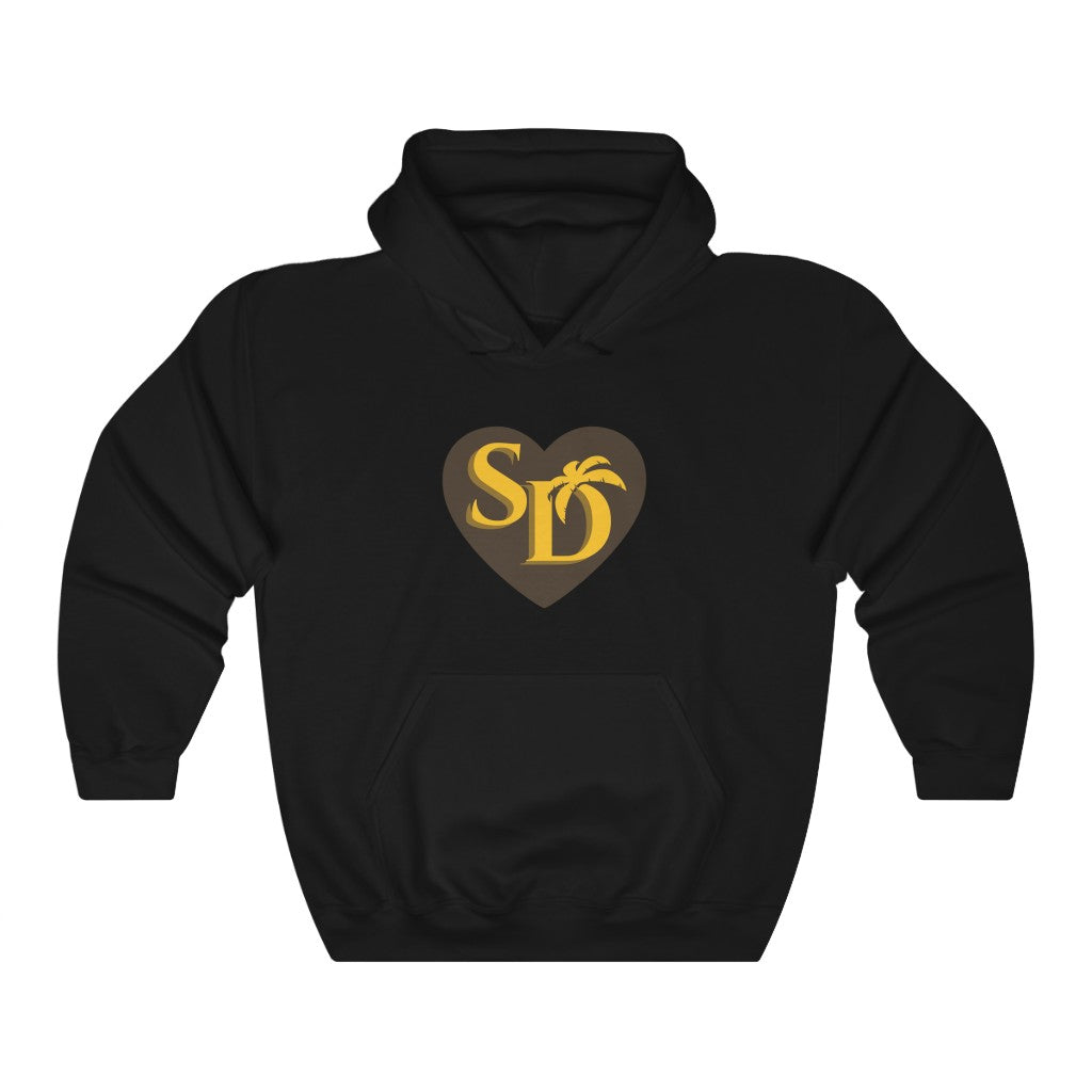 I Heart SD Hoodie | San Diego Brown and Gold Sweatshirt