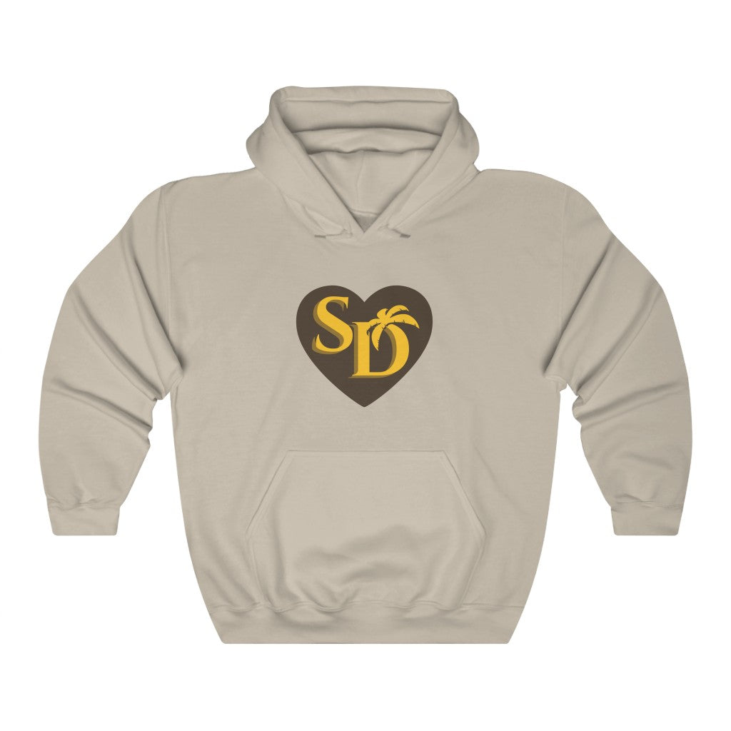 I Heart SD Hoodie | San Diego Brown and Gold Sweatshirt