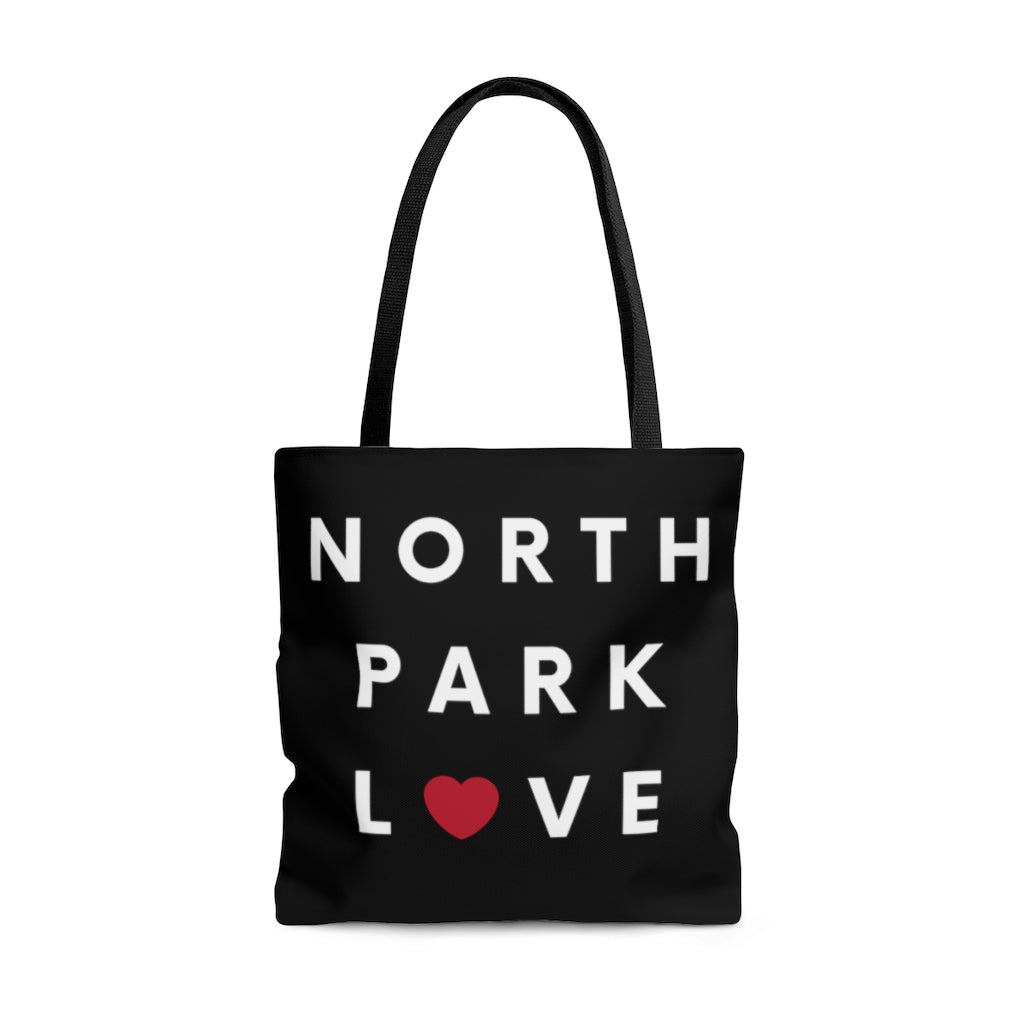 North Park Love Black Tote Bag, SD Shopping Bag, Beach Bag