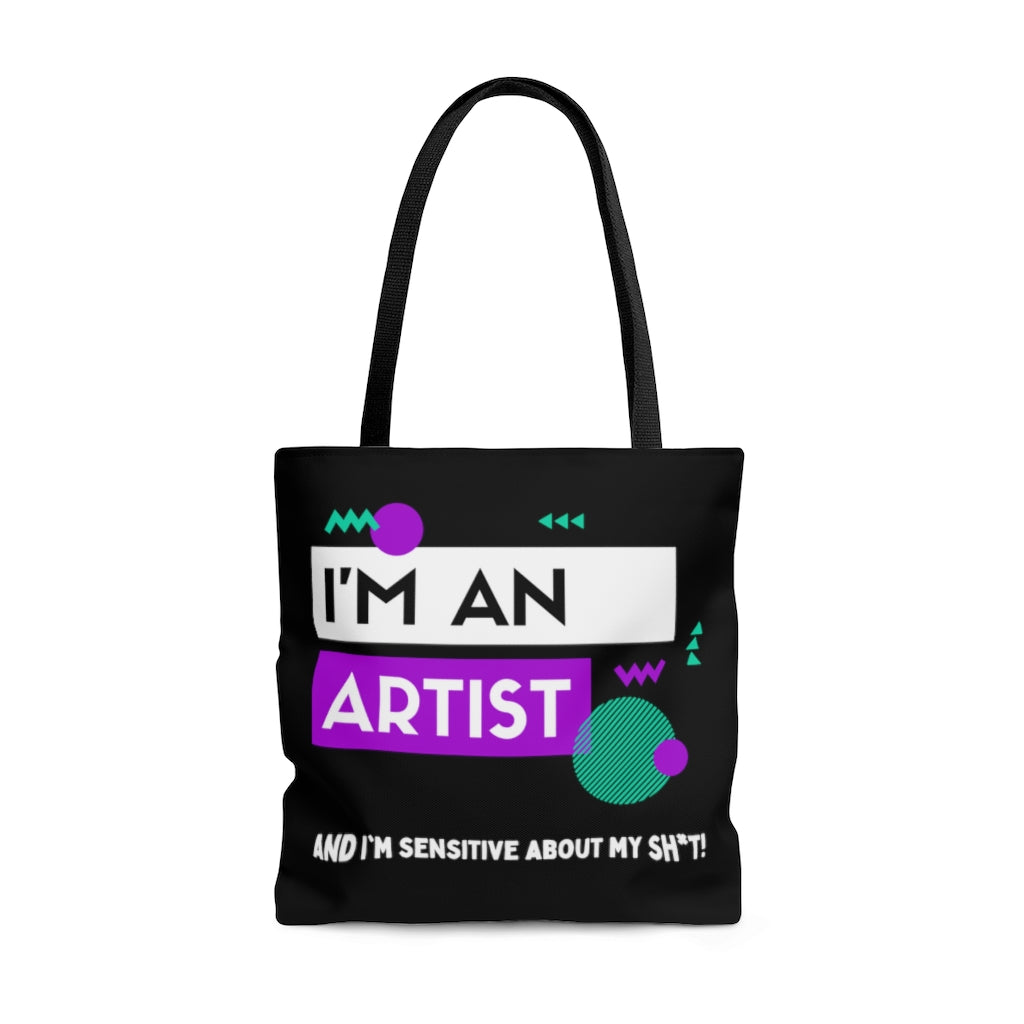 I'm an Artist Purple and Black Tote Bag