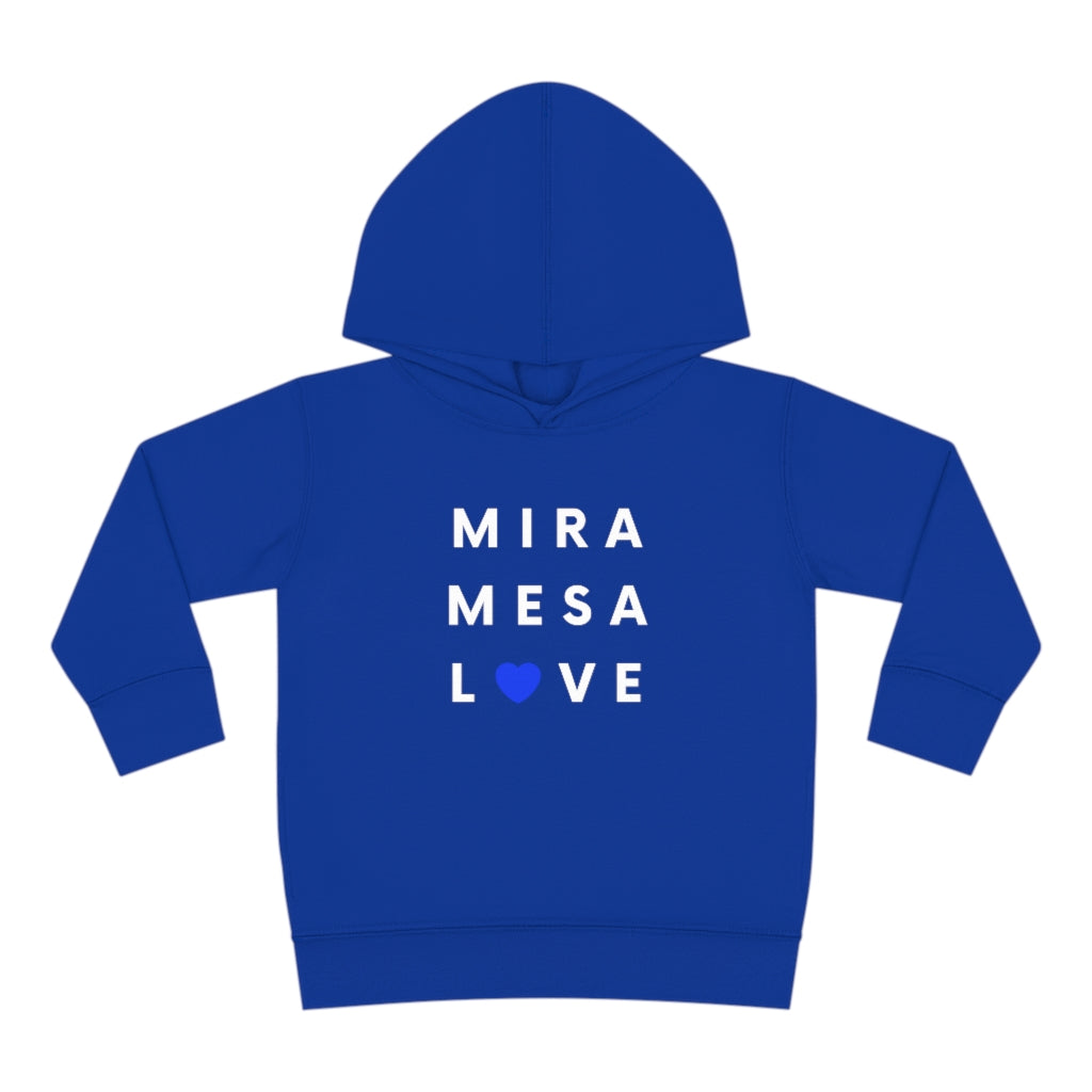 Mira Mesa Love Toddler Hoodie, Kid's Pullover Fleece Hooded Sweater (Blue Heart)