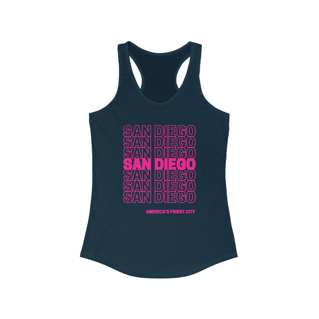 San Diego "Thank You" Women's Racerback Tank Top (Pink)