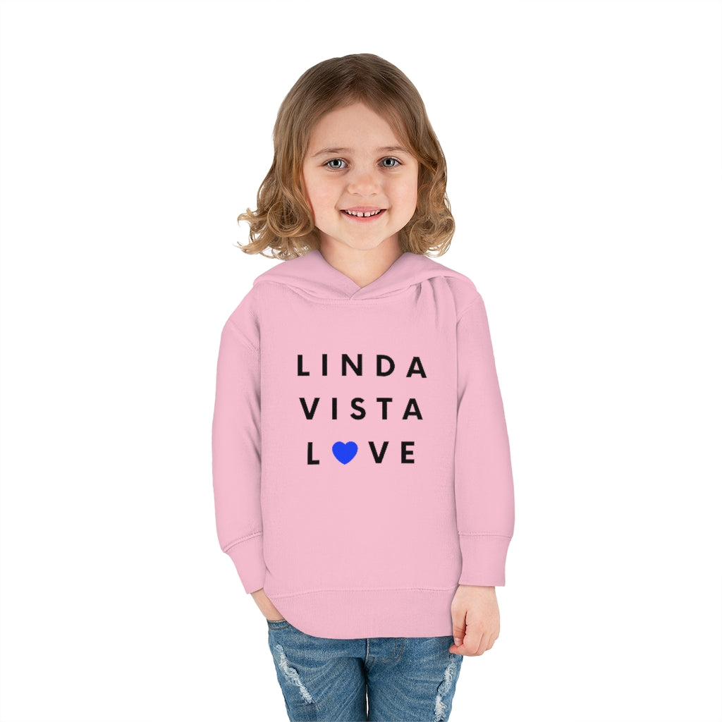 Linda Vista Love Toddler Hoodie, Kid's Pullover Fleece Hooded Sweater (Blue Heart)