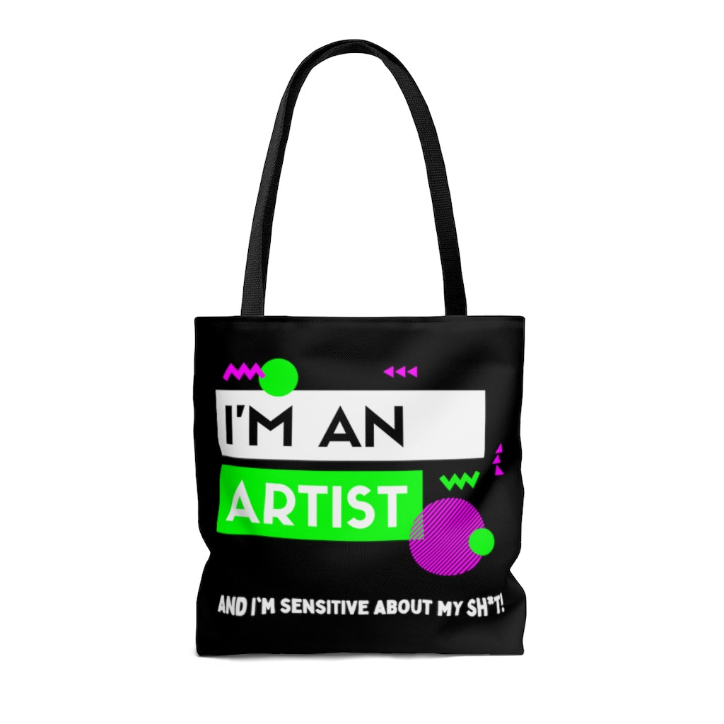 I'm an Artist Lime Green and Black Tote Bag