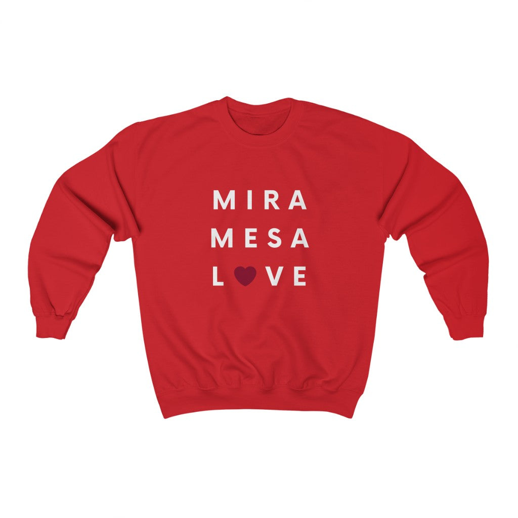 Mira Mesa Love Crewneck Sweatshirt (Red Heart) (Unisex)