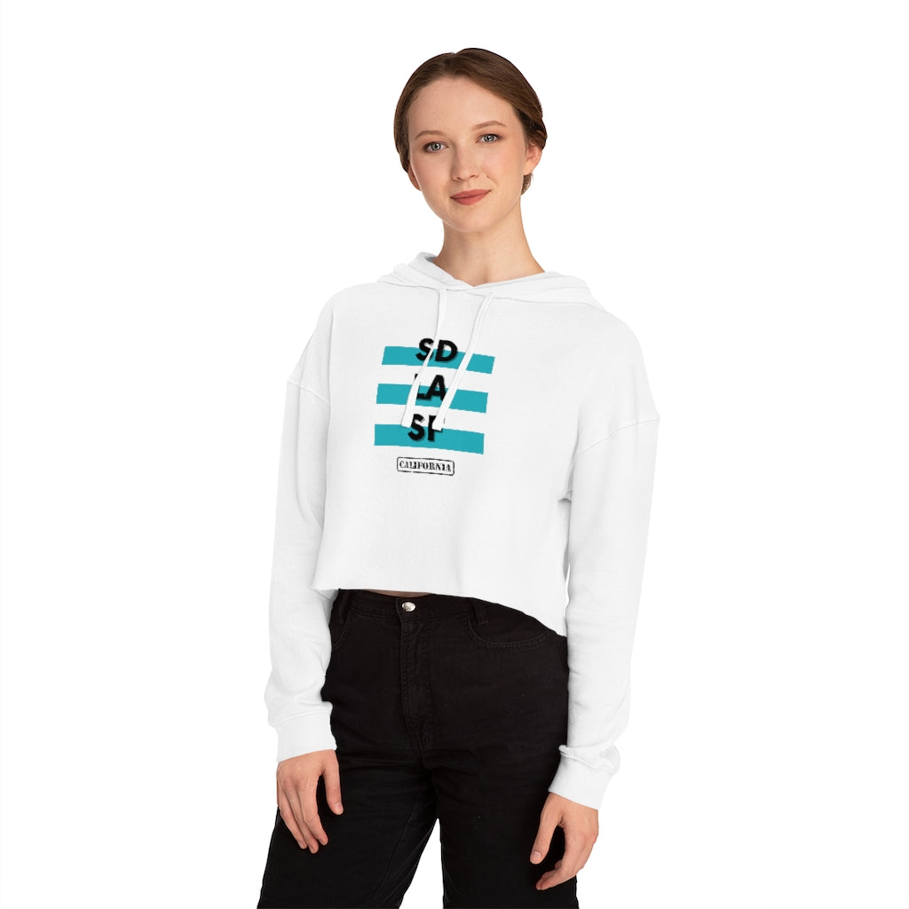 SD LA SF California Cropped Women's Hoodie (Teal)