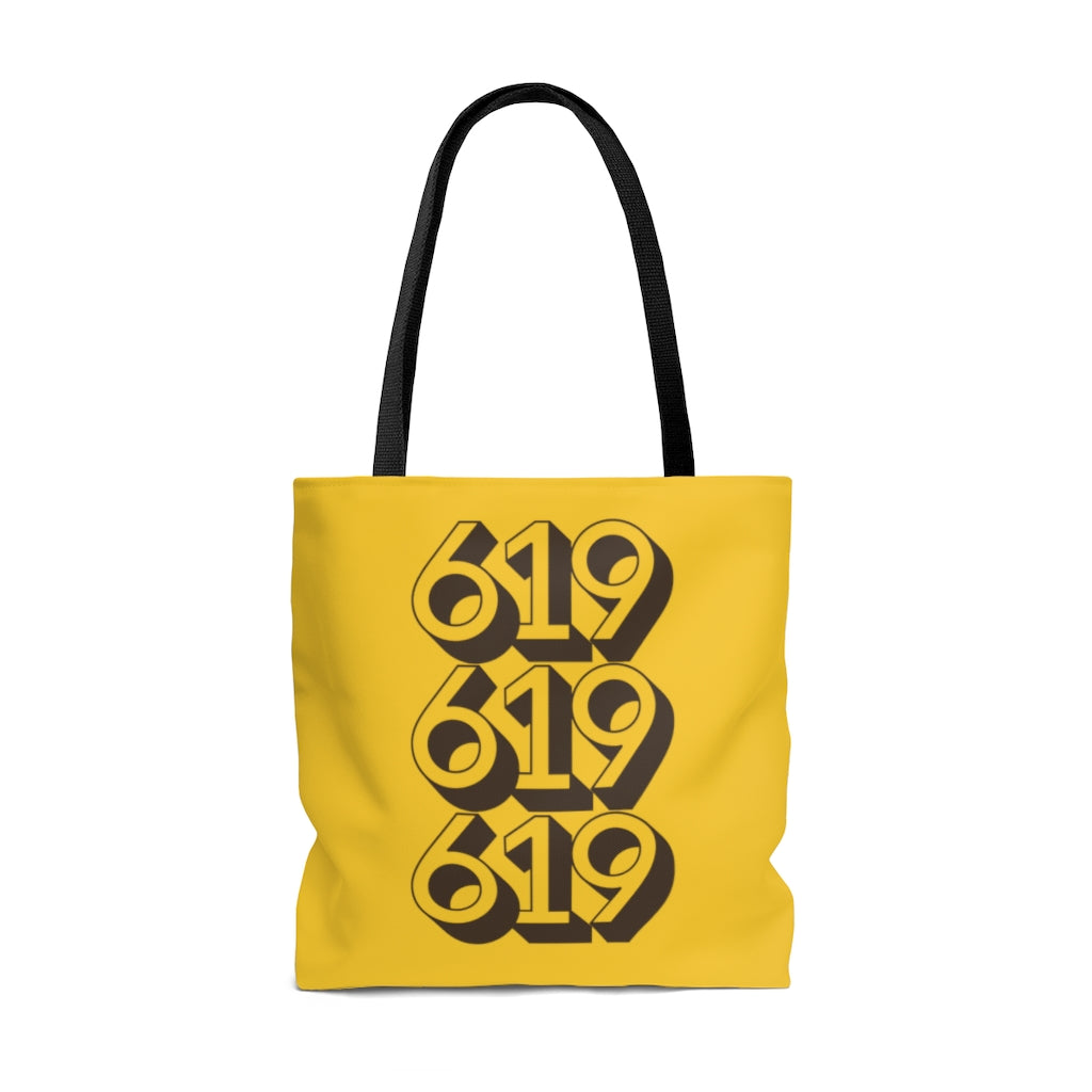 619 Tote Bag, San Diego Gold and Brown Beach Bag, SD Shopping Bag