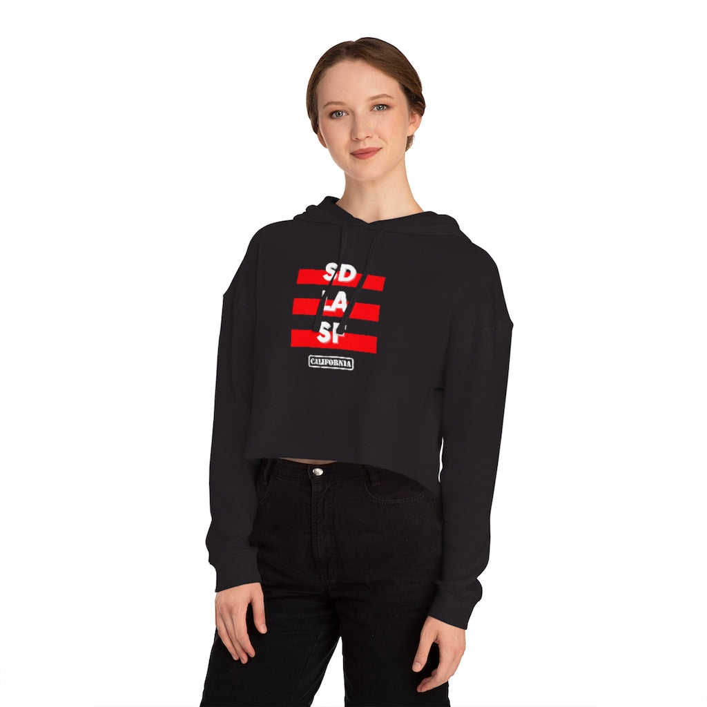 SD LA SF California Cropped Women's Hoodie (Red)