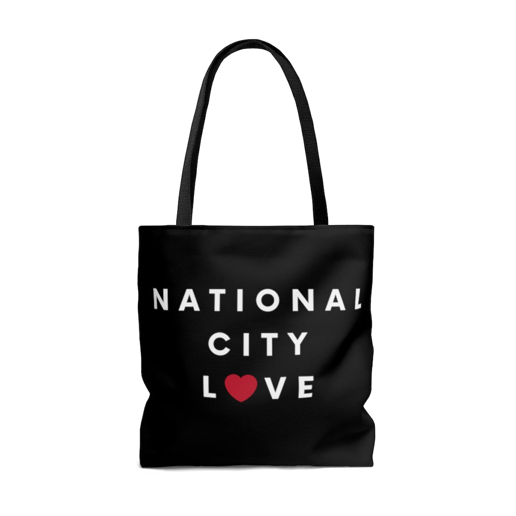 National City Love Black Tote Bag, San Diego County Neighborhood Beach Bag