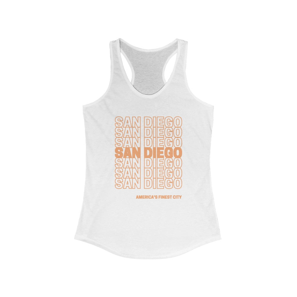 San Diego "Thank You" Women's Racerback Tank Top (Orange)