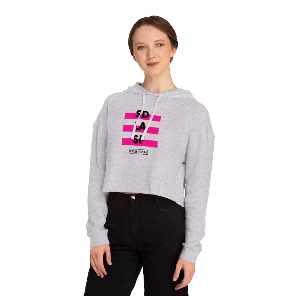 SD LA SF California Cropped Women's Hoodie (Pink)