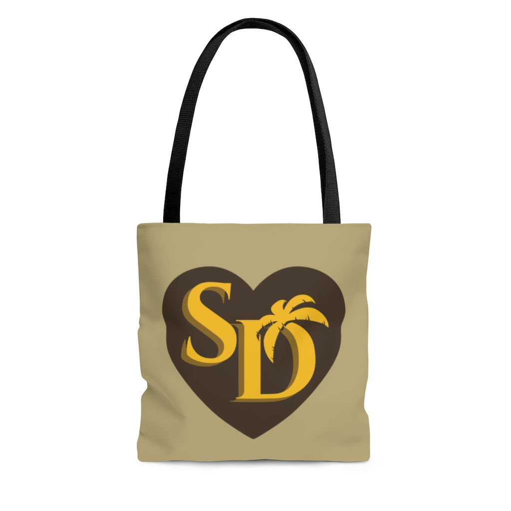 I Heart SD Sand, Brown and Gold Tote Bag