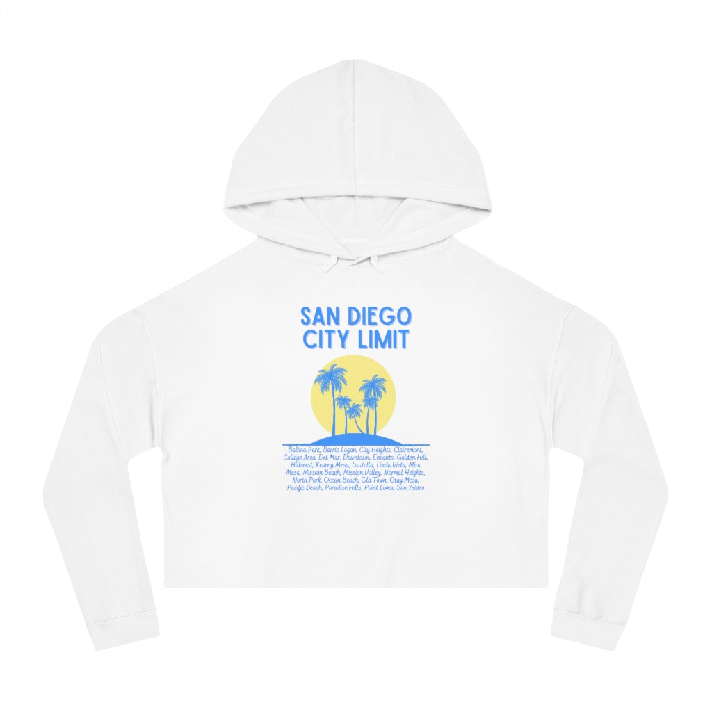 San Diego City Limit Cropped Hoodie | SD Areas on back (Baby Blue)