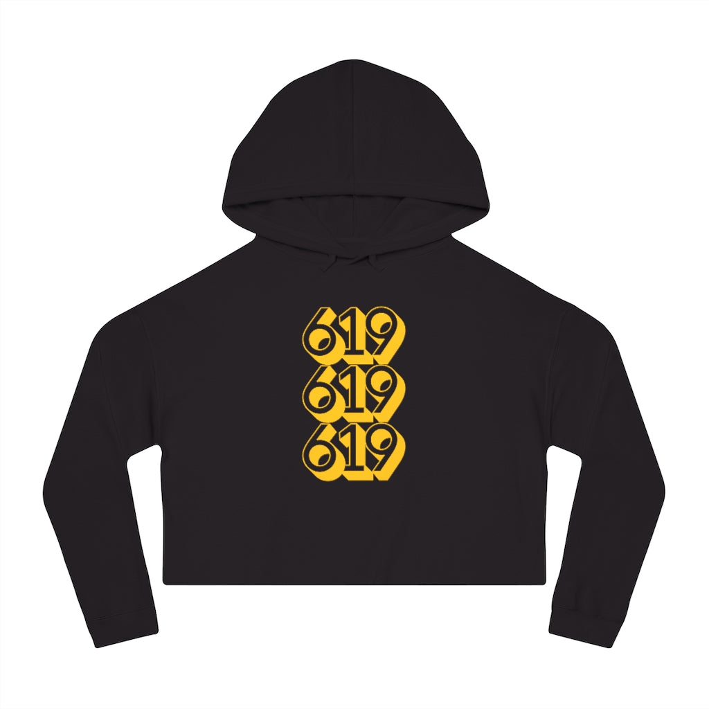 619 Cropped Women's Hoodie | San Diego Brown and Gold Sweatshirt