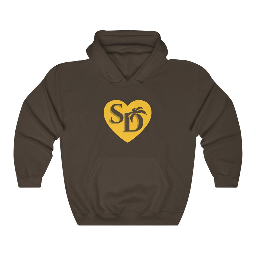 I Heart SD Hoodie | San Diego Brown and Gold Sweatshirt