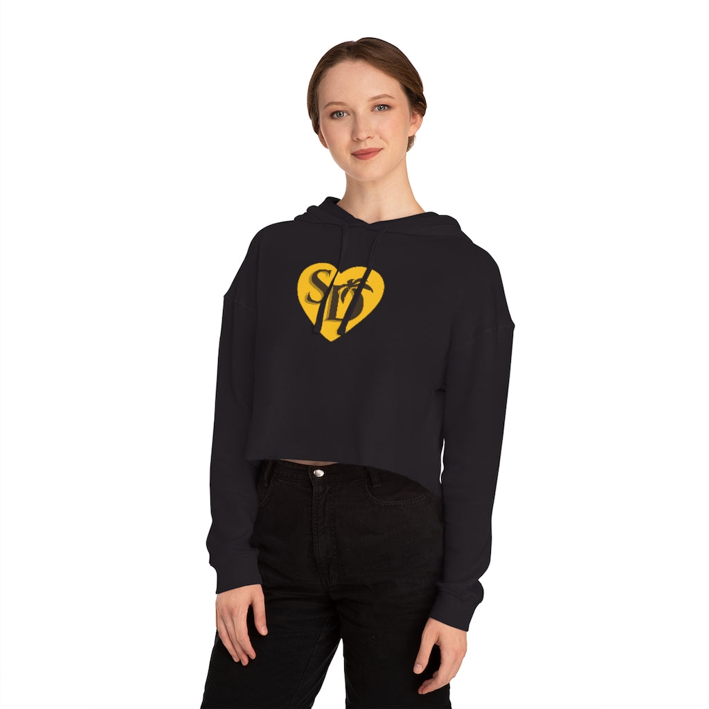 I Heart SD Brown & Gold Women's Cropped Hoodie