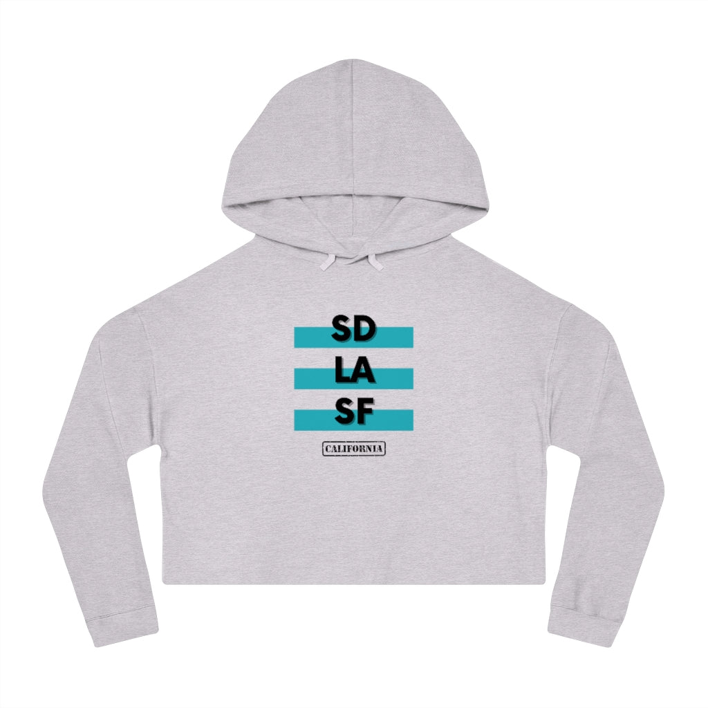 SD LA SF California Cropped Women's Hoodie (Teal)