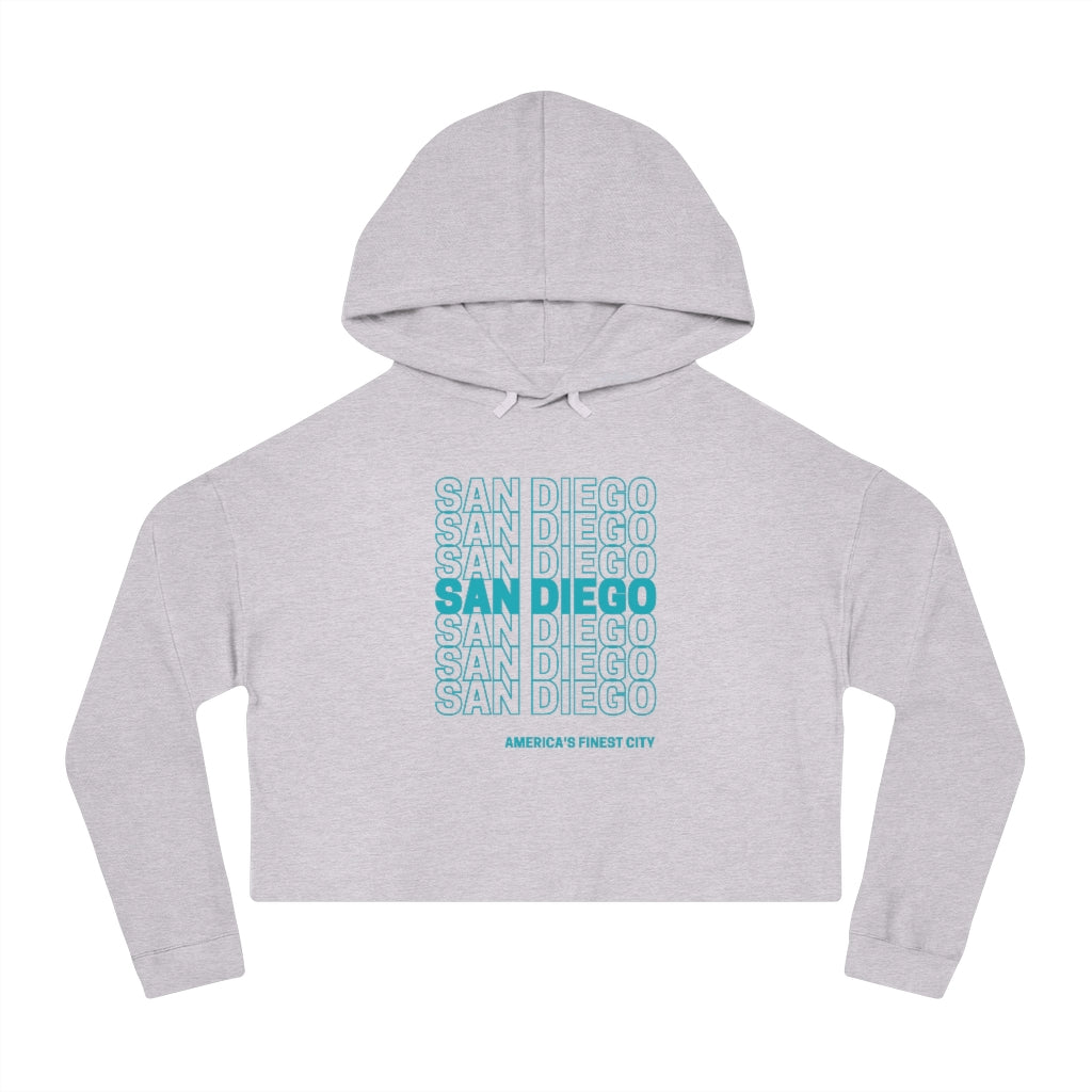 San Diego "Thank You" Cropped Women's Hoodie (Teal)