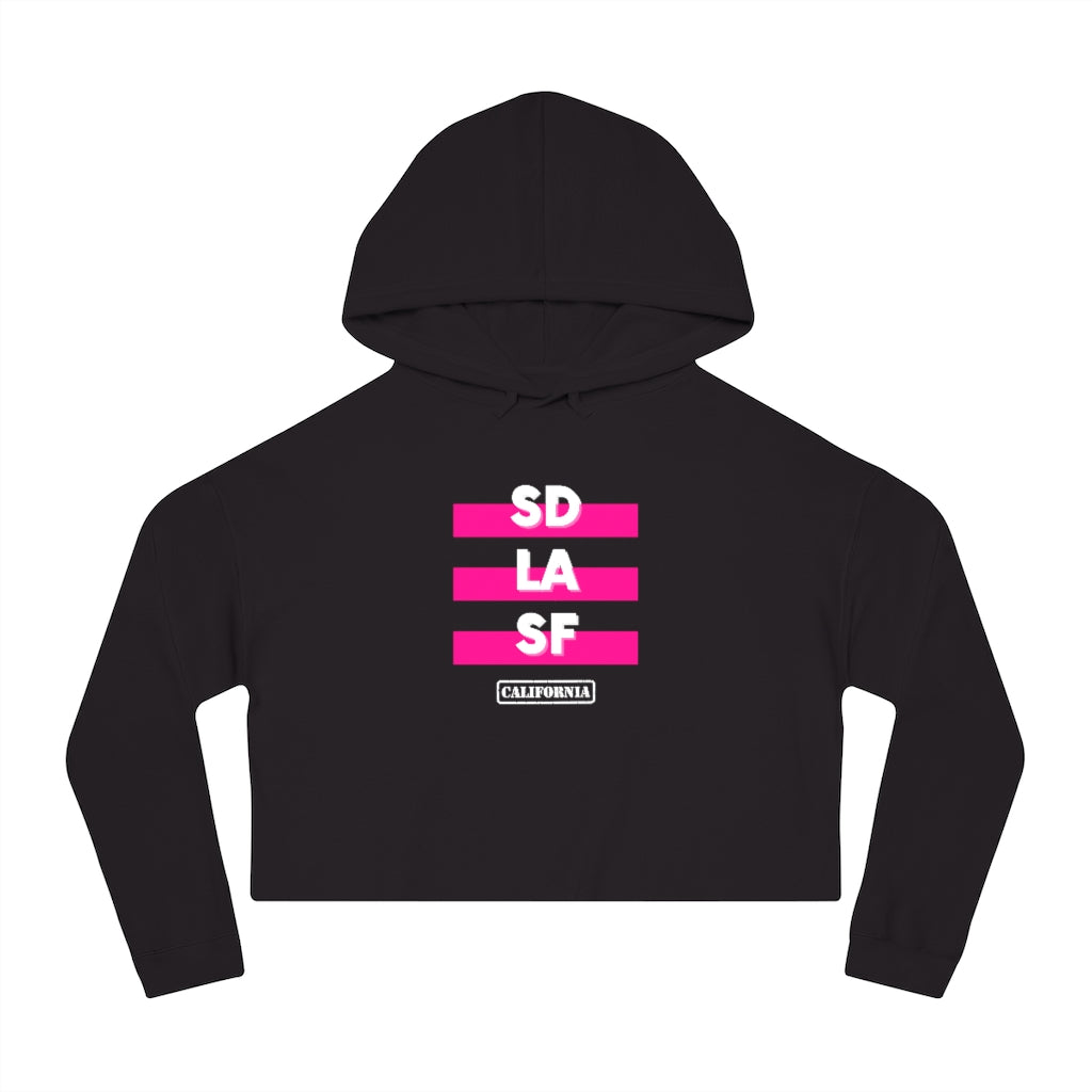 SD LA SF California Cropped Women's Hoodie (Pink)