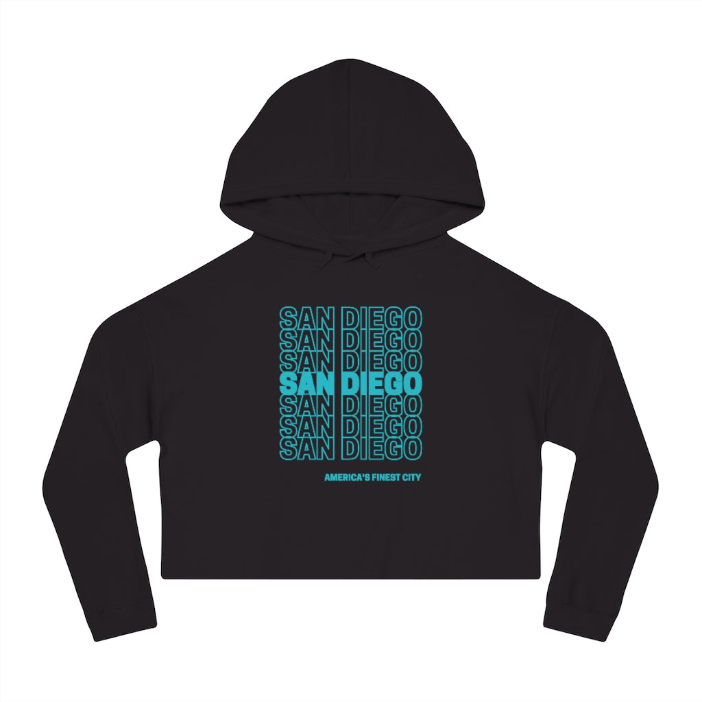 San Diego "Thank You" Cropped Women's Hoodie (Teal)