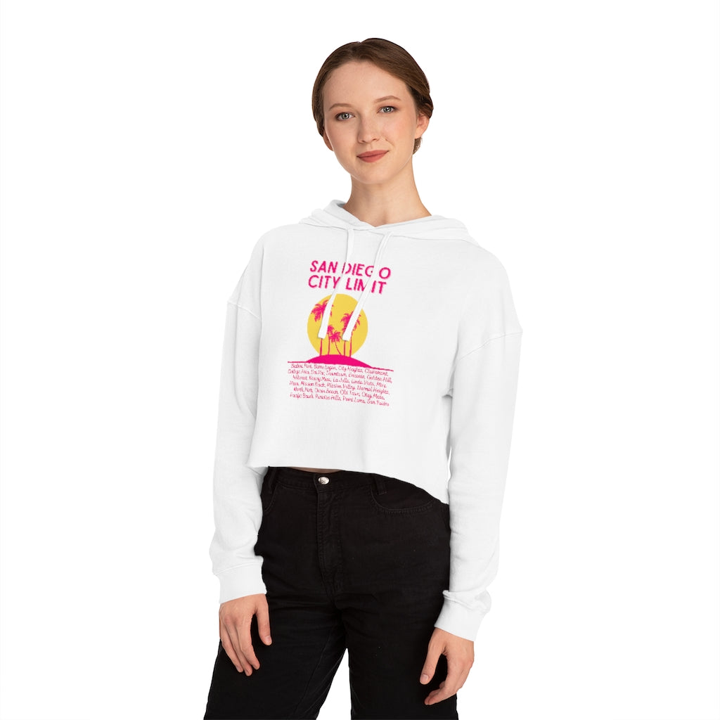 San Diego City Limit Cropped Hooded | SD Areas on back (Pink)