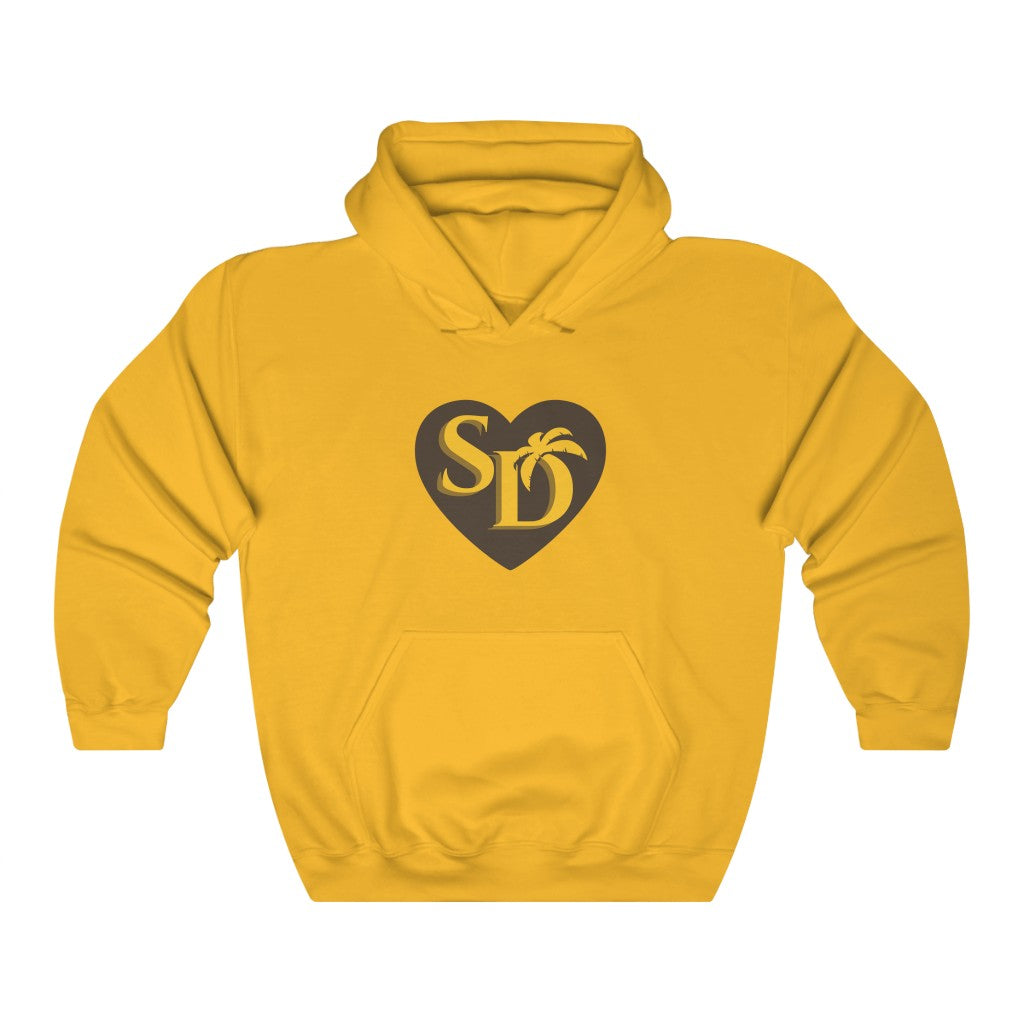 I Heart SD Hoodie | San Diego Brown and Gold Sweatshirt