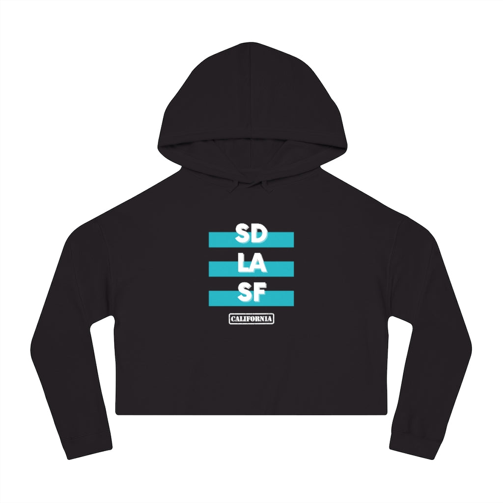 SD LA SF California Cropped Women's Hoodie (Teal)