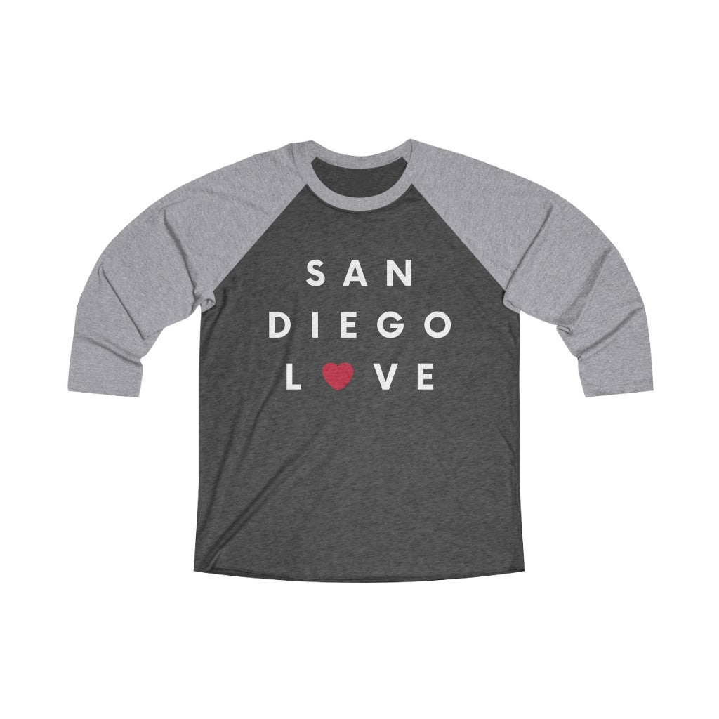 San Diego Love 3/4 Sleeve Baseball Tee