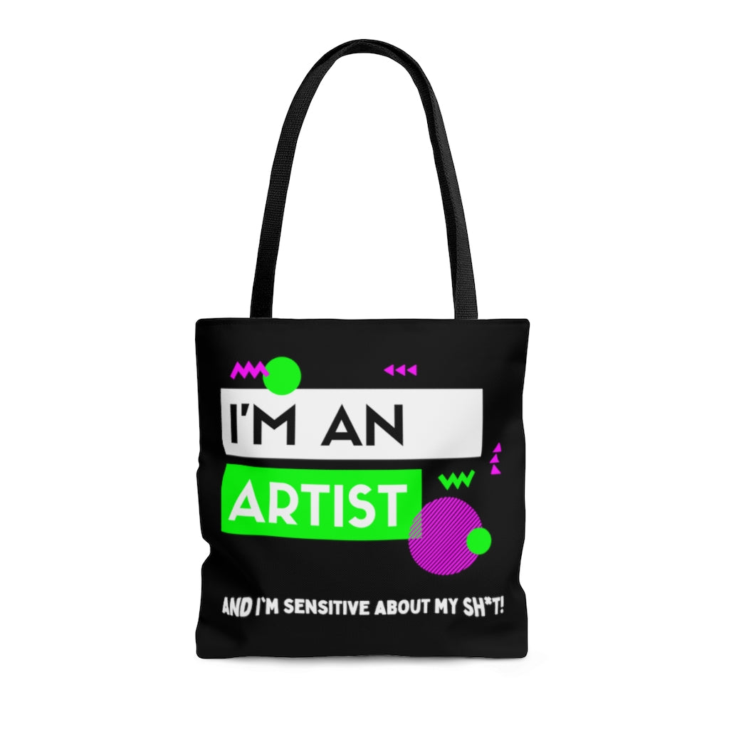 I'm an Artist Lime Green and Black Tote Bag