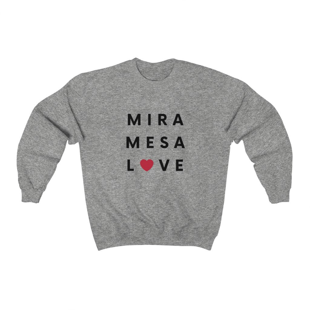 Mira Mesa Love Crewneck Sweatshirt (Red Heart) (Unisex)