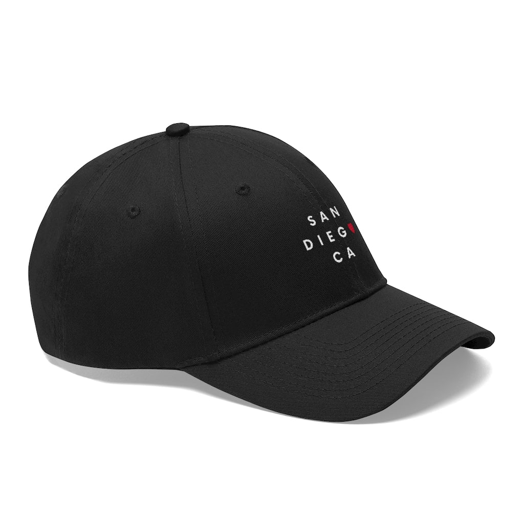 San Diego CA Twill Hat, San Diego Cap (Unisex) (Multiple Colors Avail)