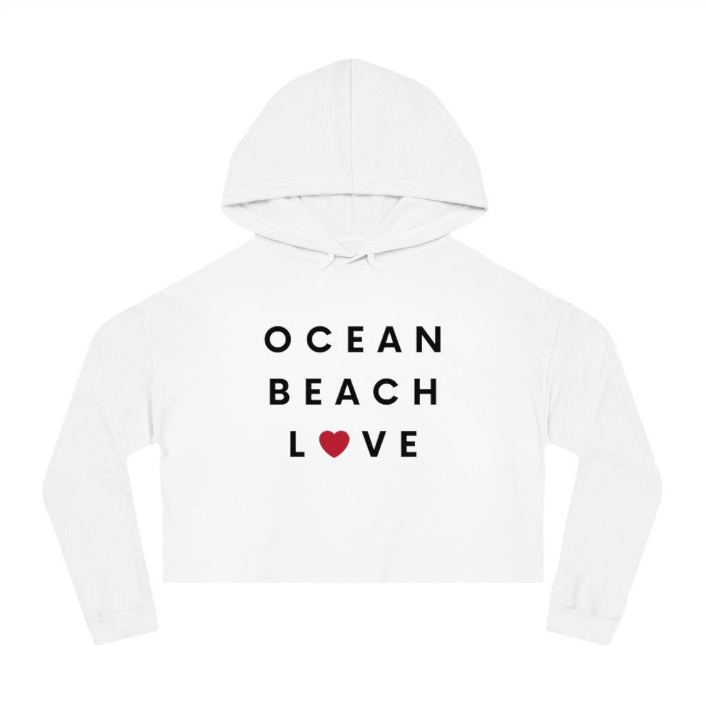 Ocean Beach Love Cropped Hoodie, SD Women's Hooded Sweatshirt