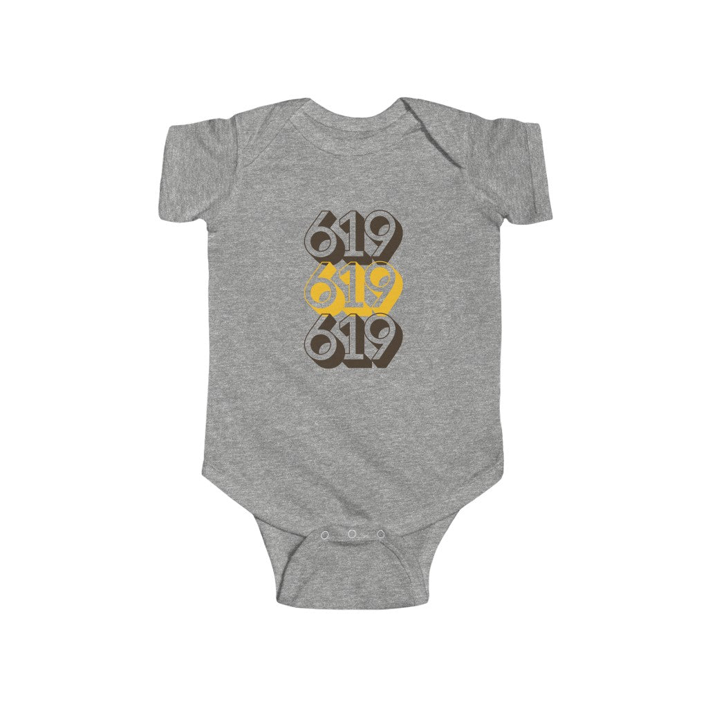 619 Baby Onesie, San Diego Brown and Gold Infant Bodysuit