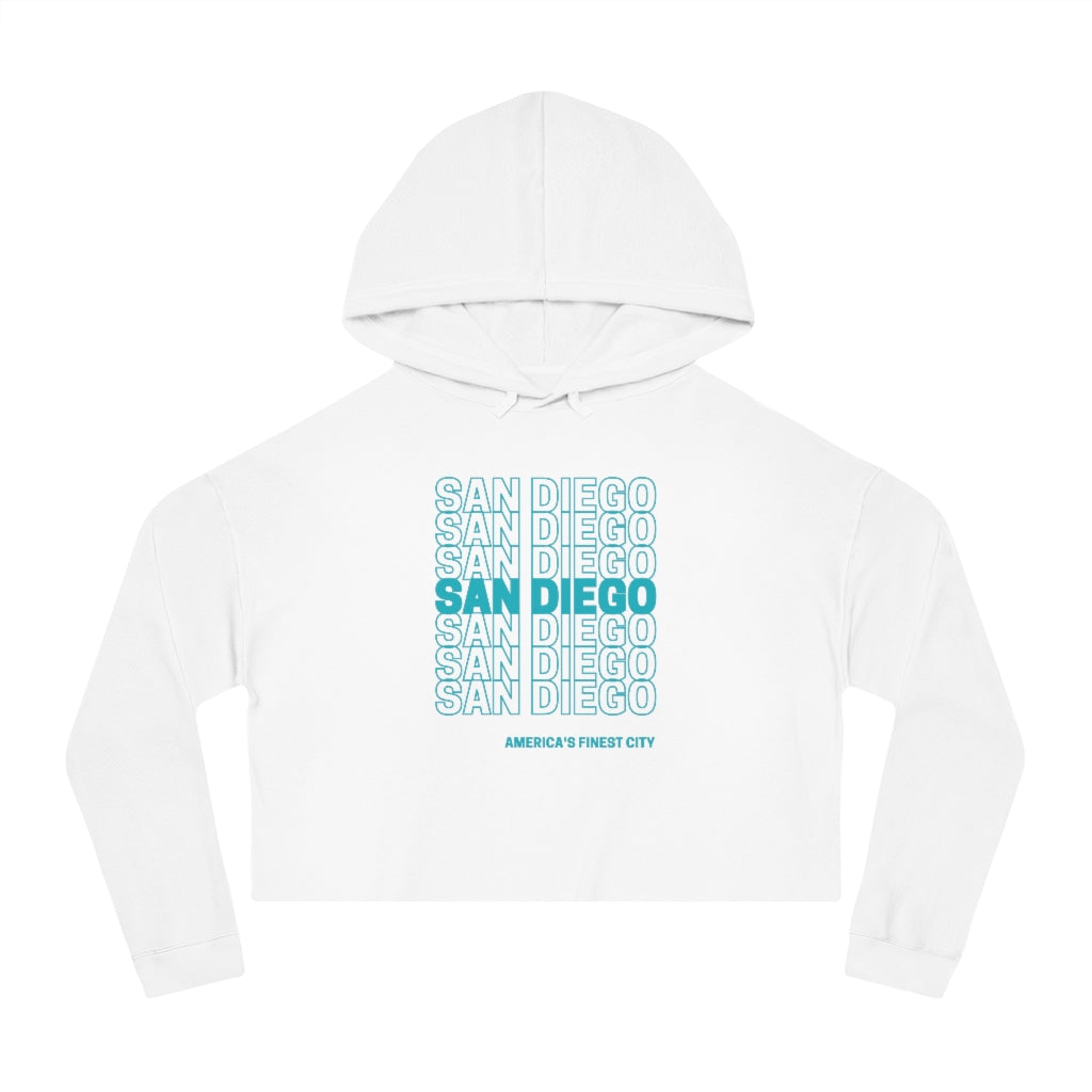 San Diego "Thank You" Cropped Women's Hoodie (Teal)