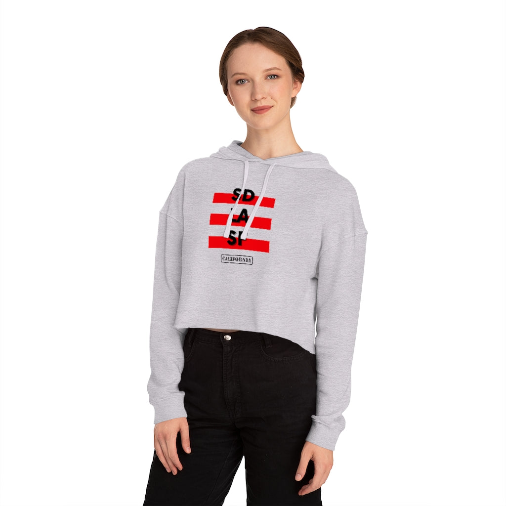 SD LA SF California Cropped Women's Hoodie (Red)