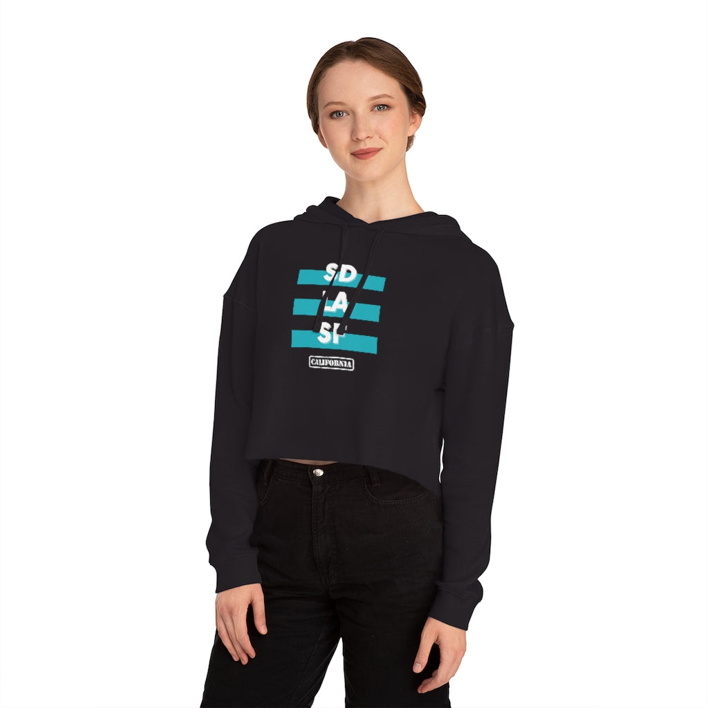 SD LA SF California Cropped Women's Hoodie (Teal)