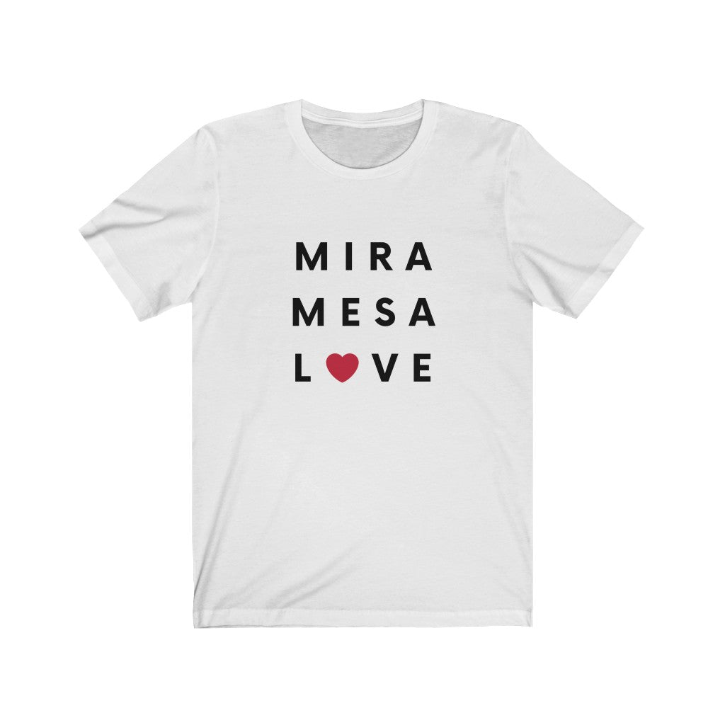 Mira Mesa Love Love T-Shirt, SD Tee (Red Heart) (Unisex)