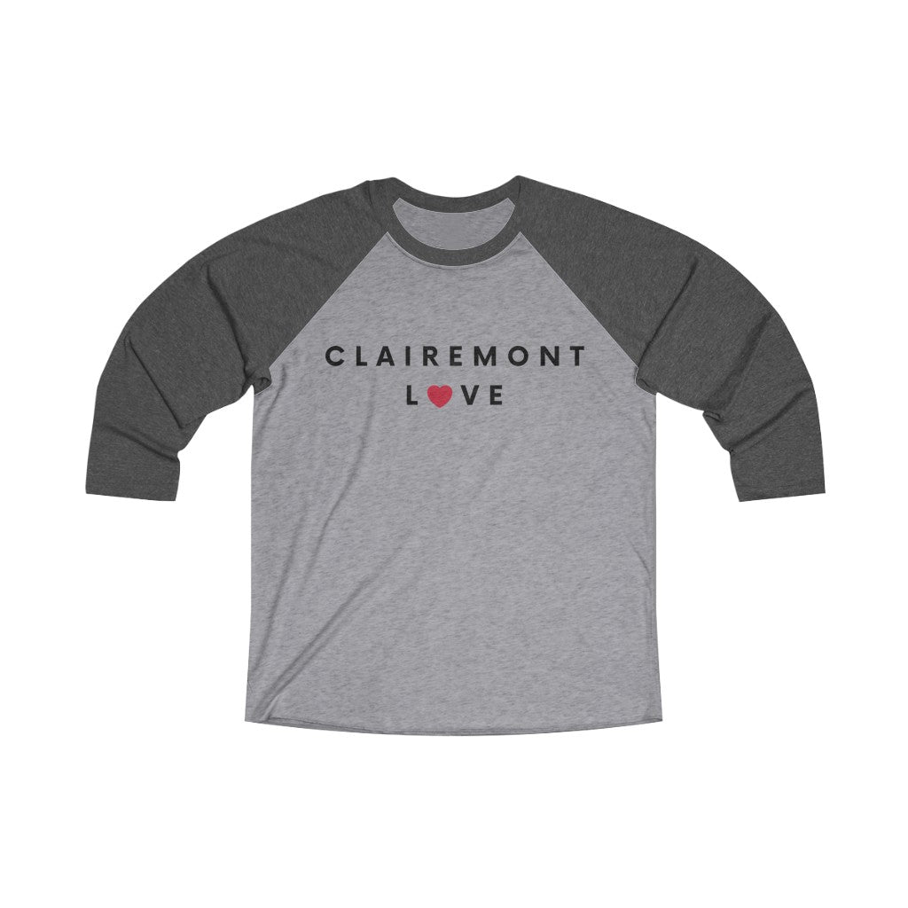 Clairemont Love Long Sleeve Baseball Tee, San Diego Neighborhood 3/4 Sleeve T-Shirt (Unisex) (Multiple Colors Avail)