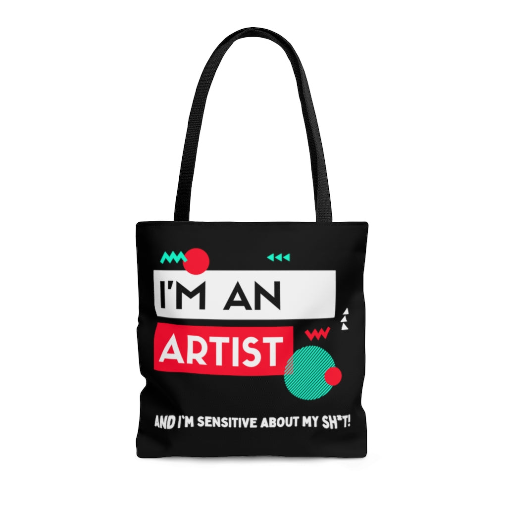 I'm an Artist Red and Black Tote Bag